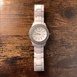 Fossil White Embellished Watch